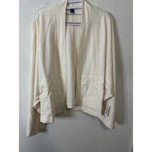 Old Navy Women’s Cream Open Front Bouncy Fleece Cardigan Size Medium Tall